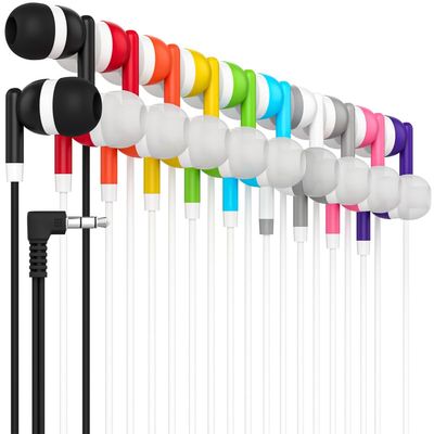 Maeline Bulk Earbuds 300 Pack Stereo Headphones Ideal for K-12-College Classrooms, Library, Travel, Gym, Museum, 3.5mm Plug, Tangle-Free Wired Earbuds for Phone, Tablet, Computer, Laptop, Multicolors