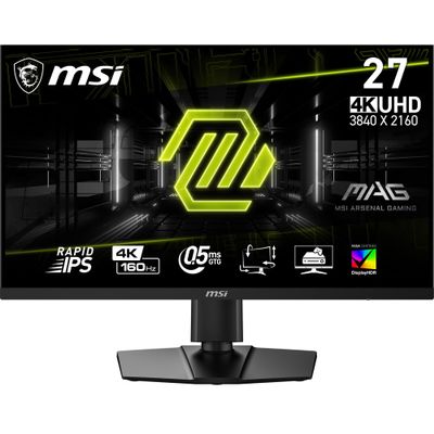 msi MAG274UPF E2, 27" 3840 x 2160 (UHD), 4K Rapid IPS Gaming Monitor, 1 ms, 160Hz, FreeSync Premium, HDR400, G-Sync Compatible, HDMI, DisplayPort, Tilt, Swivel, Pivot, and Height Adjustable,Black