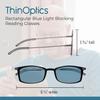 Always With You ThinOptics Blue Light Blocking Reading Glasses for Computers & Screens - Ultra Lightweight and Durable - Rectangular Tortoise 1.0x view 3