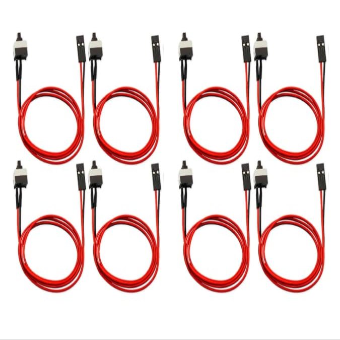 DirectNine Basics 4/8pcs Computer Switch Wire Cable on/Off Push Button Restart Line PC Power Switch Cables 50cm (8pcs red)