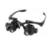 Joebo Microscope Kit LED Head-Mounted Illuminating Microscope Headband with 10x 15x 20x Magnifier Loupe Microscope Lens Adapters view 1