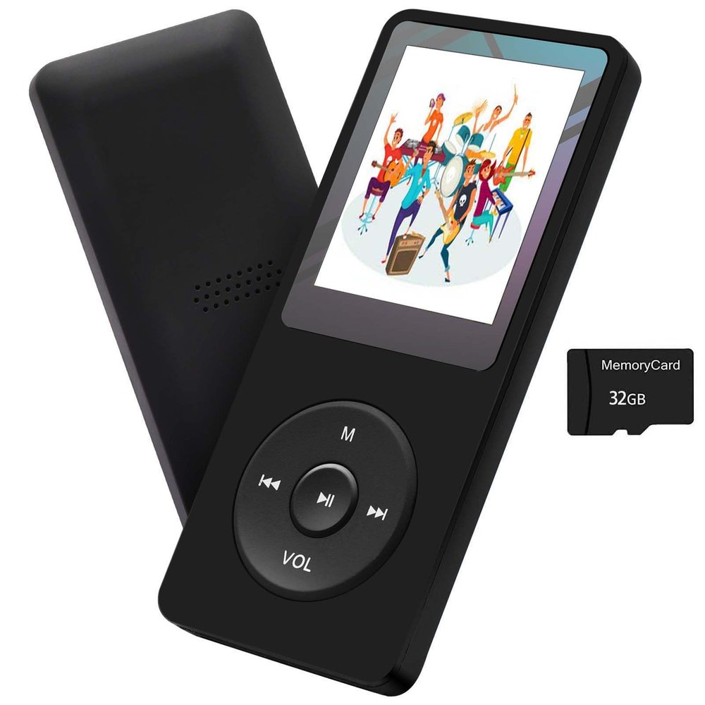 MP3 Player 32GB Music Player Voice Recorder with Speaker Earphone Portable HiFi Lossless Sound E-Book HD Screen 1.8 inch Support up to 128GB (Earphones Include)