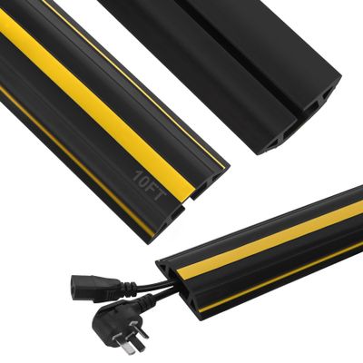 Floor Cord Cover 10Ft Heavy Duty PVC Floor Cable Protector Electric Cord Hider Cable Management Floor Strip Extension Cord Covers Cable Raceway for Wires on Floor Inner Channel 1.36" W x 0.43" H