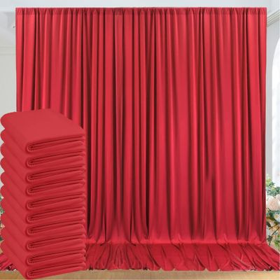 50ftx10ft Wrinkle Free Red Backdrop Curtains Panels for Parties, Polyester Red Photo Backdrop Drapes 10 Panels 5ftx10ft for Birthday Wedding Photography Background Home Decorations