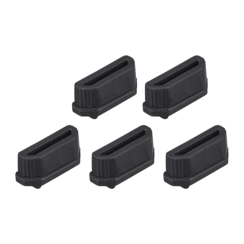 Rebower Anti Dust Cap Cover Silicone Stopper Cap Cover,[for Micro Female Port,for Laptop Port] - 11 x 1.3mm/Black/5 Pcs