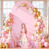 6FT Baby Pink Arch Covers, Spandex Fitted Wedding Arch Stand Covers Round Top Chiara Backdrop Cover for Birthday Party Ceremony Banquet Decoration view 2