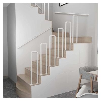 Stair Railing U-Shaped Handrails - Metal Staircase Railing, 35-100cm Wrought Iron Handrail Railing, Safety Non-Slip Railing Grab Bar, Loft Corridor Support Banister (Color : Light Green, Size : 100c