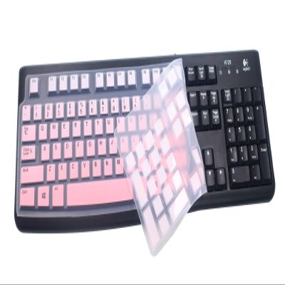 JuYuish Ultra Thin Desktop Silicone Keyboard Cover Skin Protector Compatible with Logitech K120 & MK120 USB Wired Keyboard (Gradient Pink)