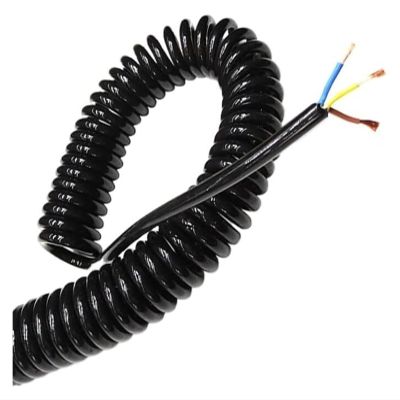 DYCJLL Spring Telescopic Spiral Cable, 3-Core Black Wire, Copper, 10 Strands, 15/17/18/20/24AWG, Compatible with Various Devices with Standard Electrical Connectors