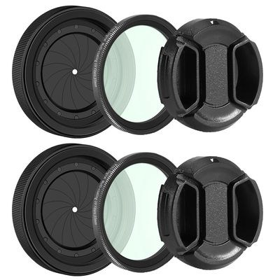 2Pack Adjustable Iris Aperture Diaphragm 1.5-26mm Iris Aperture Diaphragm Adapter M30 to M37 Diaphragm Lens Module Adapter Ring PVS-14 PSV14 (Filter Protector Cover Set)