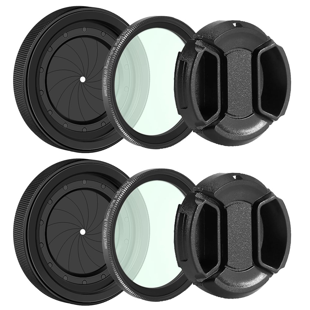 2Pack Adjustable Iris Aperture Diaphragm 1.5-26mm Iris Aperture Diaphragm Adapter M30 to M37 Diaphragm Lens Module Adapter Ring PVS-14 PSV14 (Filter Protector Cover Set)