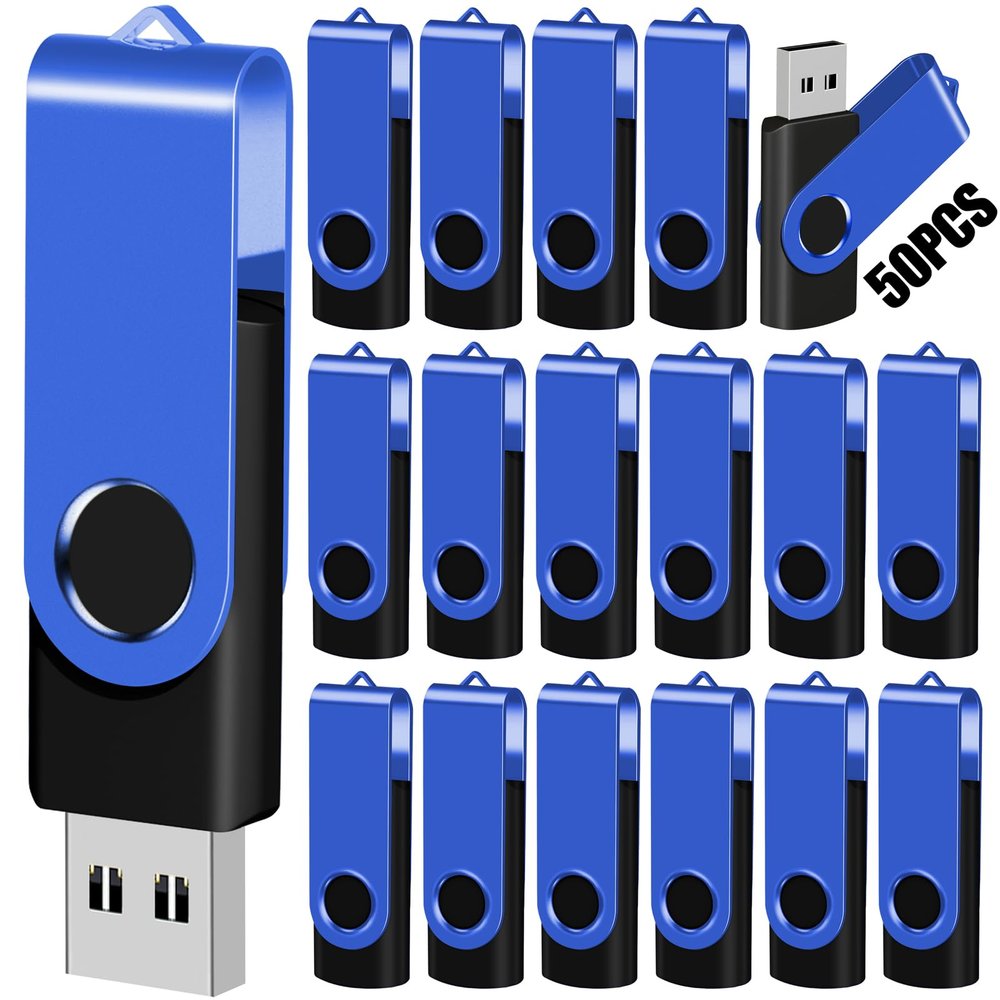 EASTBULL 8GB USB Flash Drive Bulk Thumb Drives 50 Pack with Lanyards USB 2.0 Memory Sticks Zip Drive Pen Drive for Storage and Backup Blue 50PCS 8GB