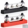 PartyKindom Bus Bar Battery Distribution Block with Protective Cover 2-Channel M6 Terminal Block for Rv Marine Automotive 4.92X1.77X0.79 Inches view 1