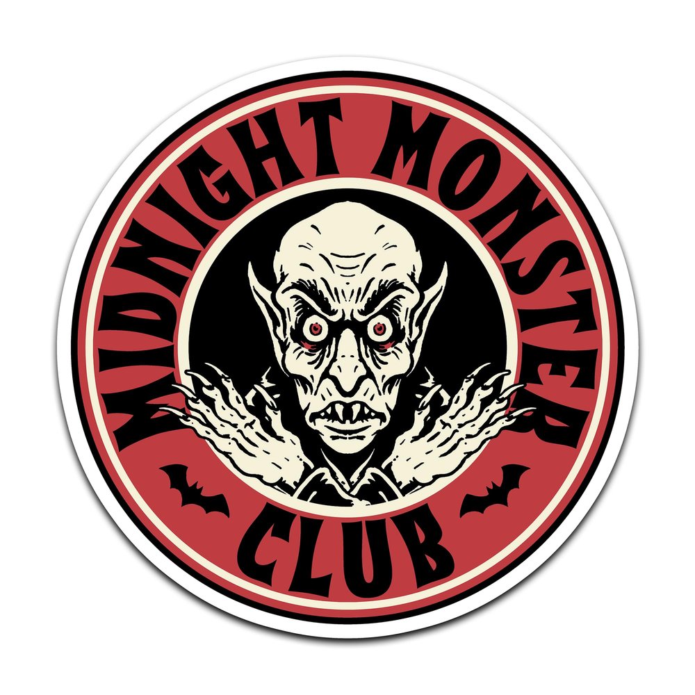 4" Midnight Monster Club Nosferatu Sticker Red Dracula Vampire Goth Horror Punk Psychobilly Sticker, Waterproof Vinyl Sticker for Car, Auto, Water Bottles, Phone Case, or Laptop Decal