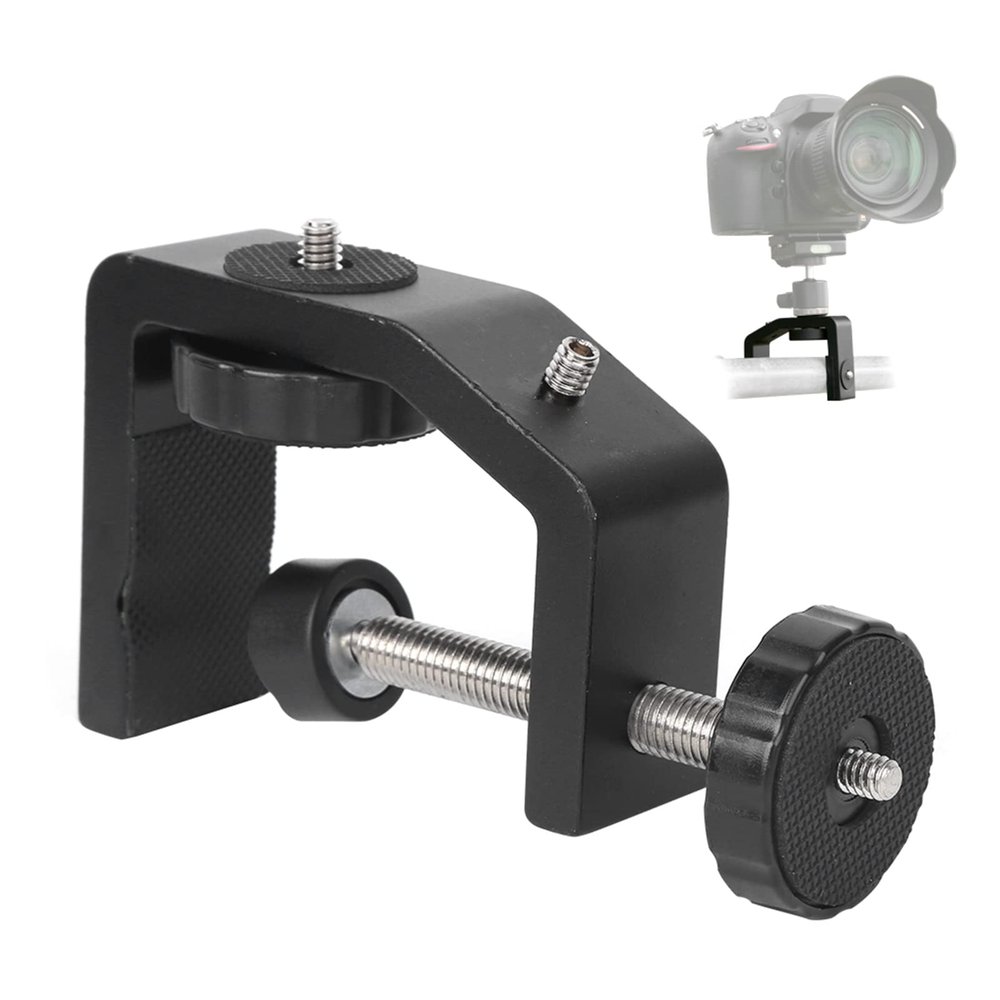 BTSEURY C Clamp Mount,Large Universal Black Desktop Bracket for Flashlight Camera Tripod Photography Accessories