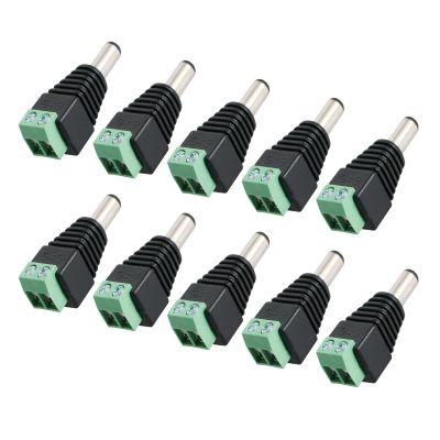 FLEXMAN 10Pcs DC Power Connector, Male Jack Adapter, 2.1mm DC Power Output Input Connection for CCTV Camera, Security, Surveillance Equipment