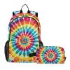 ALAZA Rainbow Swirl Tie Dye Backpack and Lunch Bag Set for Boys Girls School Bookbag Cooler Kits view 1