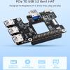 PCIe to USB 3.2 Gen1 HAT for Raspberry Pi 5, PCIe to USB HUB, Extends The PCIe Interface to 4X High Speed USB 3.2 Gen1 Ports Driver-Free Plug and Play HAT + Standard view 2