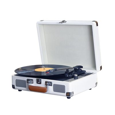 COMETX Vintage Vinyl Record Player BT Phonograph USB Recording 33/45/78RPM Support for 7/10/12inch Vinyl Records Turntable Portable Record Player with Speakers 3.5 Audio Input RCA Line Out, White