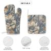 4 Pcs Oven Mitts and Pot Holders Heat Resistant Kitchen Oven Mitts with Pot Holders Beige Floral Pattern Microwave Gloves Non-Slip Kitchen Hot Pads Set for Baking Cooking BBQ view 4