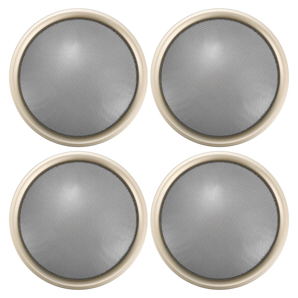 ACROPIX Universal 10" Car Speaker Grills Cover Mesh Round 10 Inch Audio Speaker Subwoofer Guard Protector Case Iron Black Gold Tone - Pack of 4