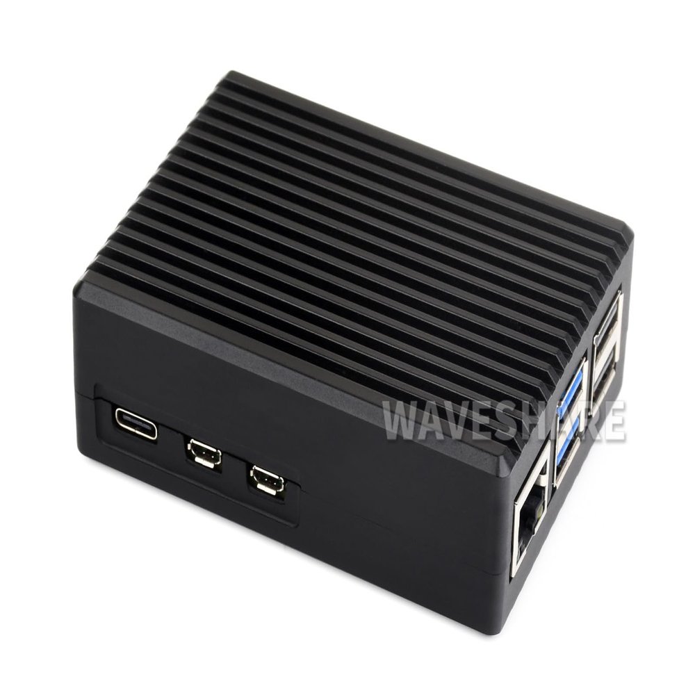 Aluminum Stripe Grooved Case for Raspberry Pi 5, Built-in Cooling Fan and Heatsink Pillars to Accelerate Heat Dissipation for Raspberry Pi 5