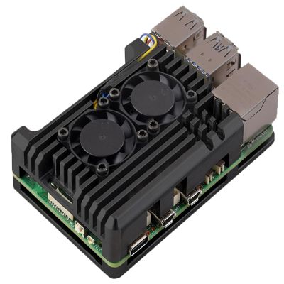 Aluminum Alloy Armor Heatsink Case for Raspberry Pi 5 8GB/4GB, Pi5 Aluminium Alloy Case with Dual Quiet Cooling Fans for Better Heat Dissipation