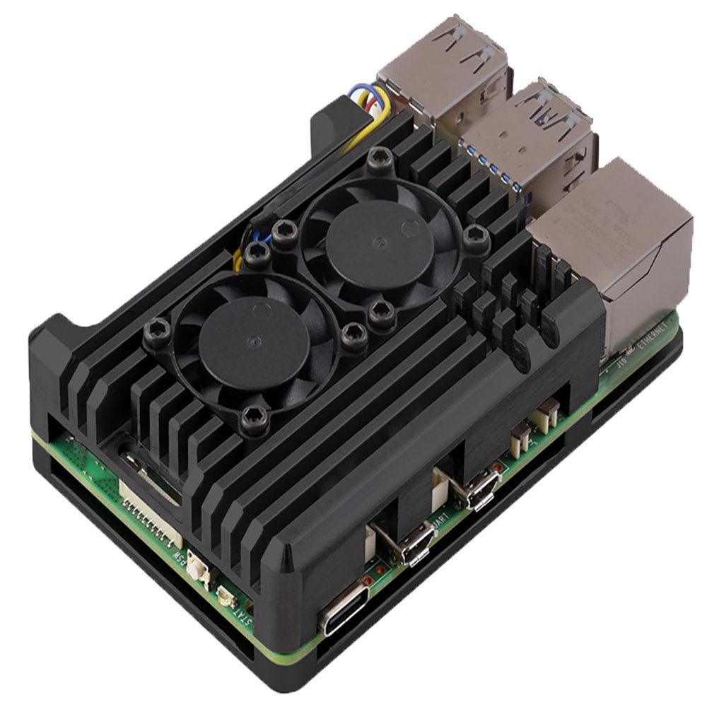 Aluminum Alloy Armor Heatsink Case for Raspberry Pi 5 8GB/4GB, Pi5 Aluminium Alloy Case with Dual Quiet Cooling Fans for Better Heat Dissipation