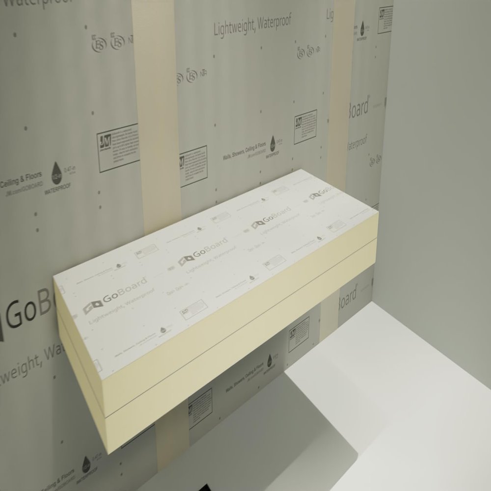 Floating Shower Bench Kit with GoBoard - Original Shower Bench Bracket (14"x84")-Ideal for New Constructions, Bathroom Reno's, Shower Projects, Shower Bench Kits