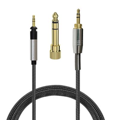 BRAINWAVZ Replacement Cable for Sennheiser HD518, HD558, HD598Cs, HD598, HD599, HD569 & HD579 headsets, with (6.35mm) Audio Adapter - 2M / 78 - Black