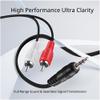 3.5mm to rca audio cable (3.93feet/1.2m) bi-directional male to male gold plated connector aux auxiliary headphone jack plug y adapter splitter converter to left / right stereo 2rca wire cord view 3