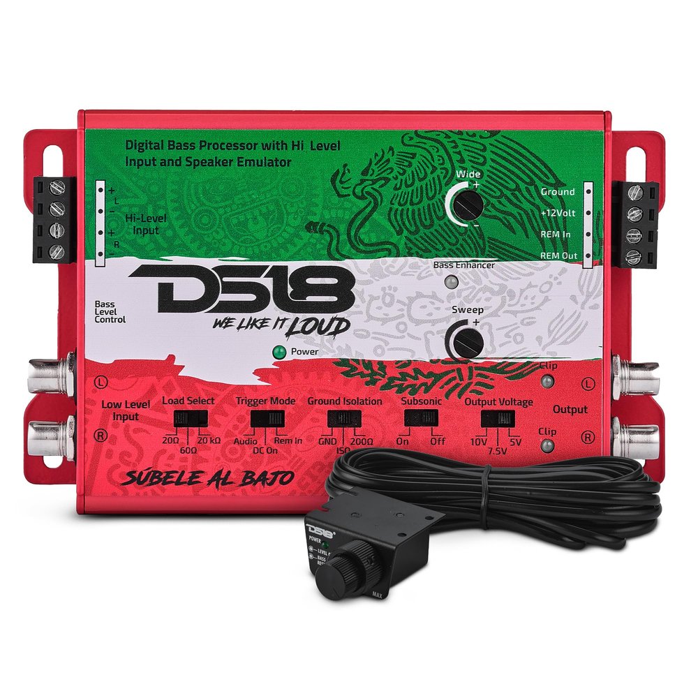 DS18 DBPX200 Digital Bass Processor with Hi to Low Signal Converter & Speaker Emulator, Digital Bass Restoration Processor, 2-Channel Preamp Input/Output, Fully Adjustable Bass (Mexico Design)