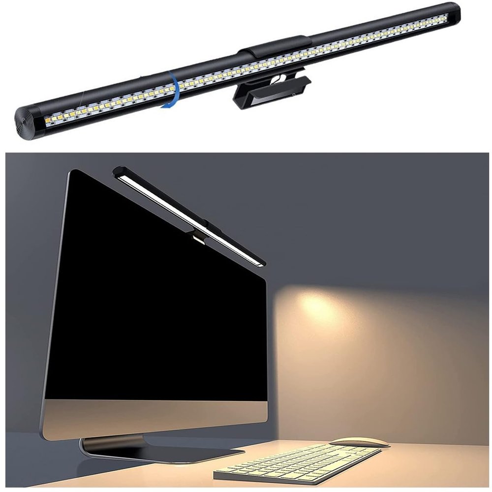 EVERZONE Monitor Light Bar, Dual Color Temperature Monitor Lamp, Stepless Dimming, Touch Control, 5 Color Modes, USB Computer Screen Backlight, Black, DT-01