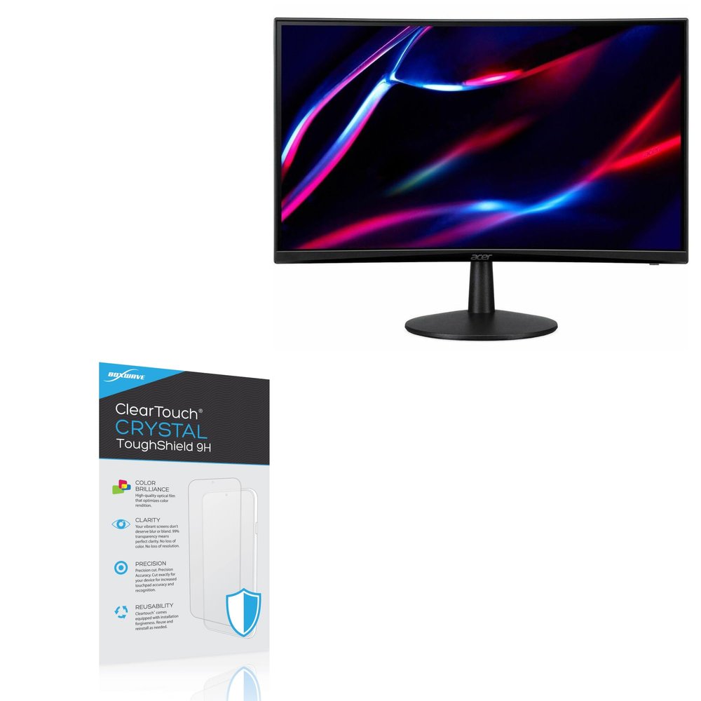 BoxWave Screen Protector Compatible with Acer Nitro ED240Q Monitor (23.6 in) - ClearTouch Crystal ToughShield 9H (2-Pack), Clear 9H Tough Flexible Film Screen Protector