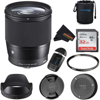 Sigma 16mm f1.4 DC DN Contemporary Lens for Sony E with Sunshine Photo Store Accessories Bundle - 4 Years USA Manufacturer Warranty