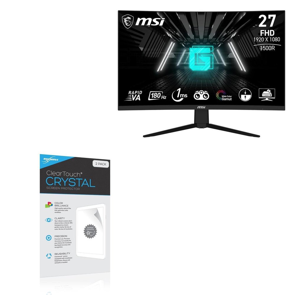 BoxWave Screen Protector Compatible with MSI G27C4 E3 Monitor (27 in) - ClearTouch Crystal (2-Pack), HD Film Skin - Shields from Scratches