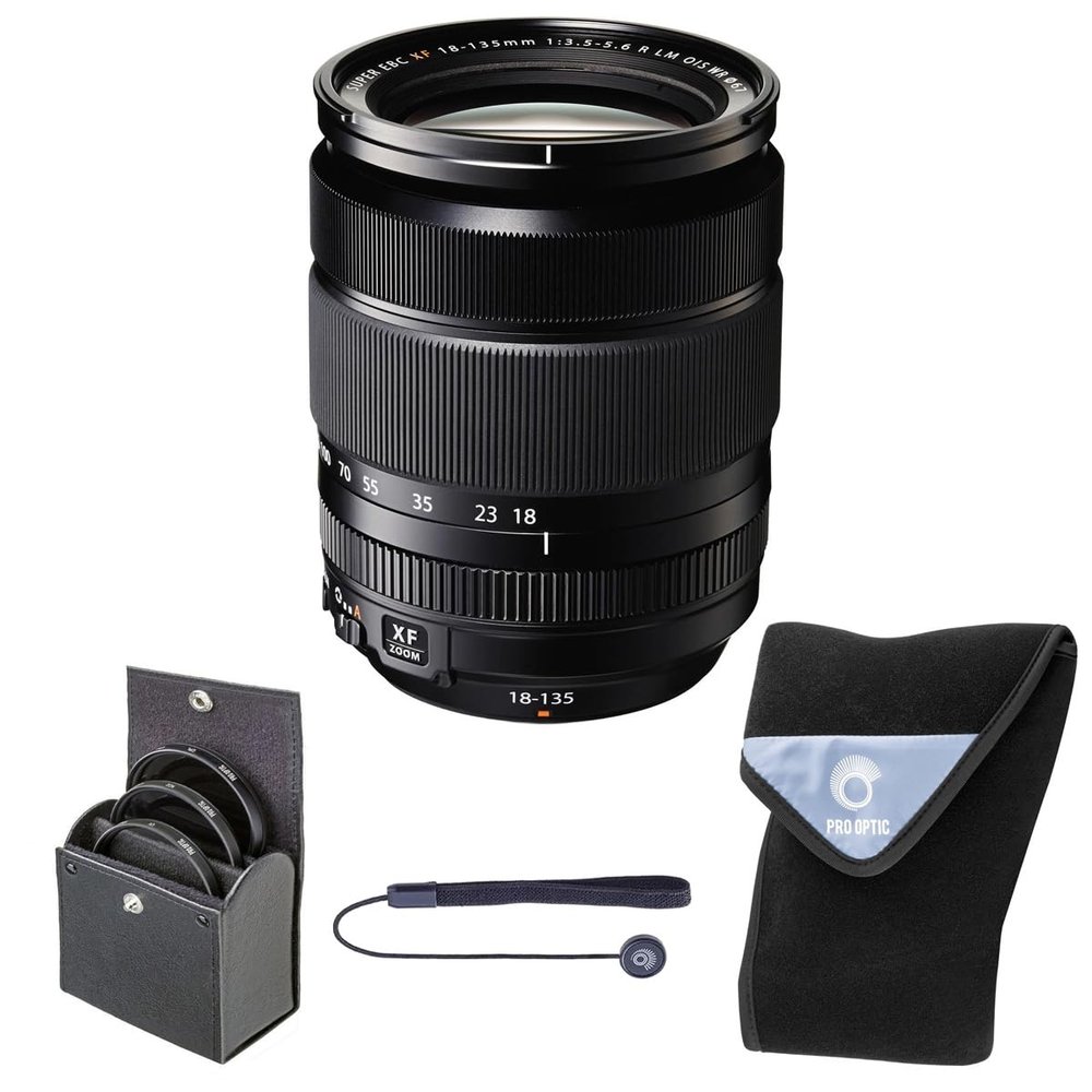 Fujifilm XF 18-135mm f/3.5-5.6 R LM OIS WR Lens, Bundle with 67mm Digital Essentials Filter Kit and 19x19 Lens Wrap