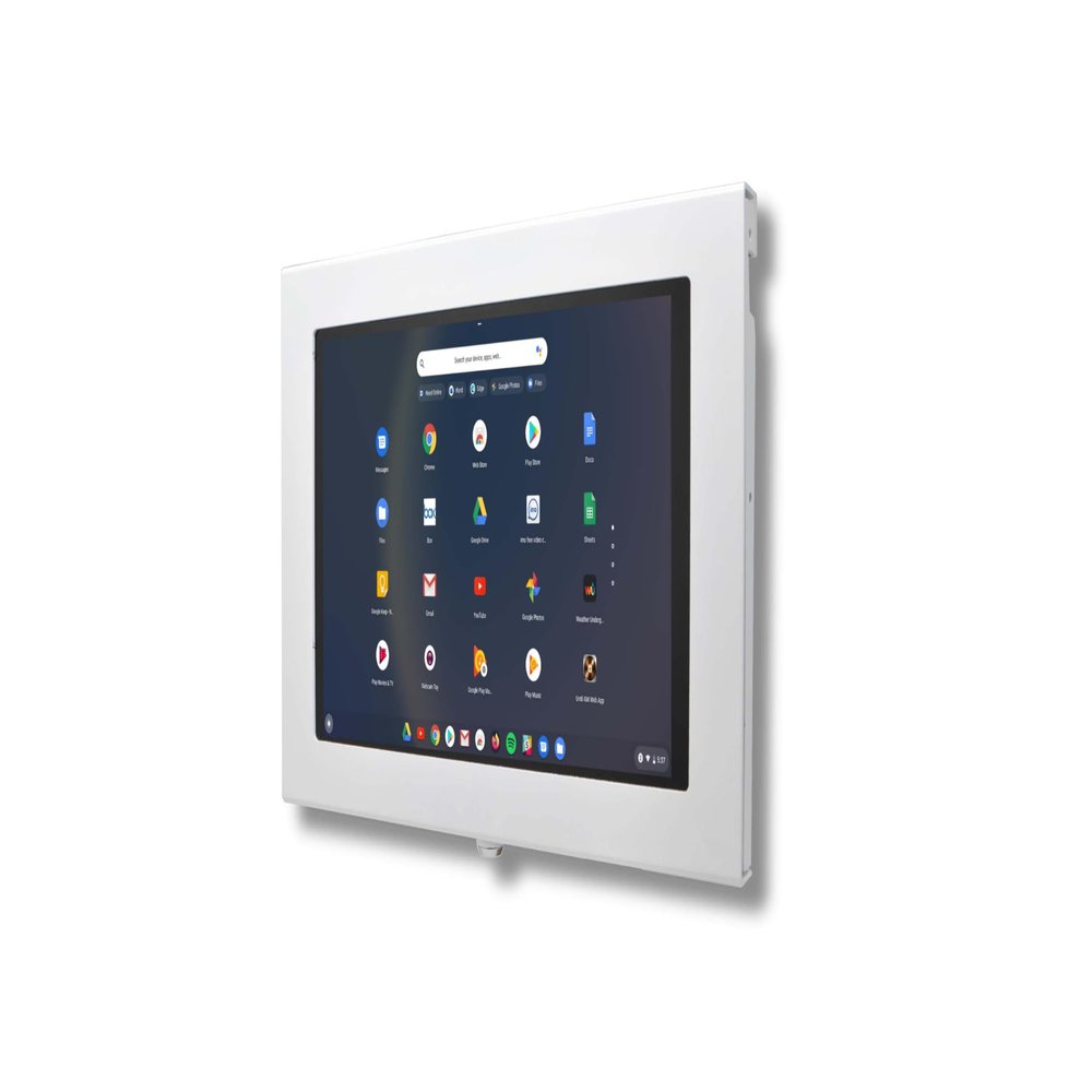 TABcare Locking Anti-Theft Metal Case for Google Pixel 10" 11" 12" Tablet for Kiosk, POS, Store, Show Display, Time Clock (White, Pixel C Chromebook)