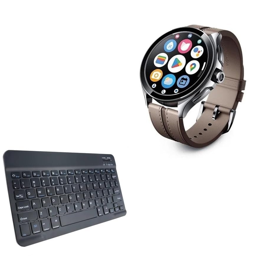 BoxWave Keyboard Compatible with Xiaomi Watch 2 - SlimKeys Bluetooth Keyboard, Portable Thin with Chiclet-Style Keys - Jet Black