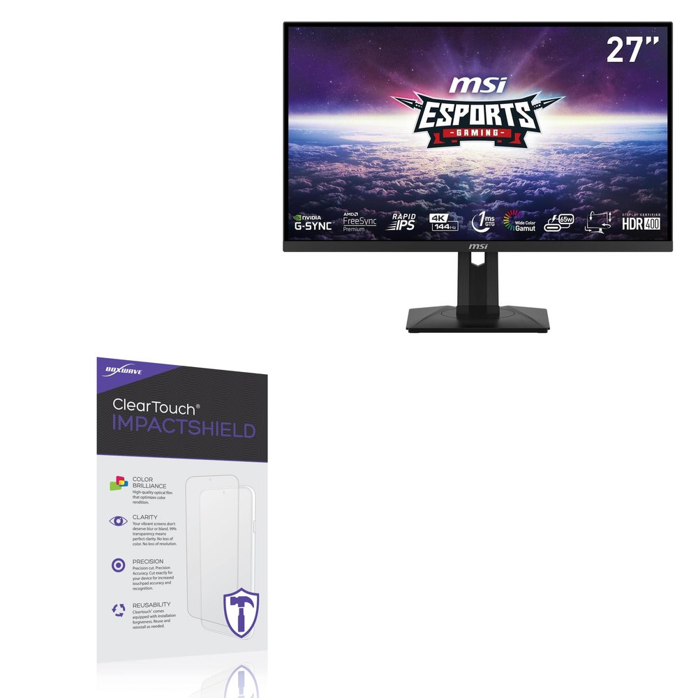 BoxWave Screen Protector Compatible with MSI MAG274UPF Monitor (27 in) - ClearTouch ImpactShield (2-Pack), Impenetrable Screen Protector Flexible Film