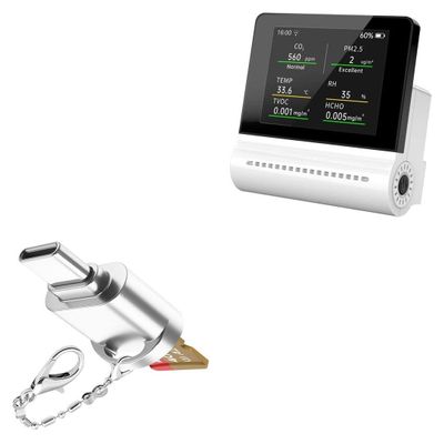 BoxWave Adapter Compatible with Noyafa JMS16 - Micro SD Card miniReader, USB Type-C OTG Reader USB3.0 Adapter Keychain - Metallic Silver
