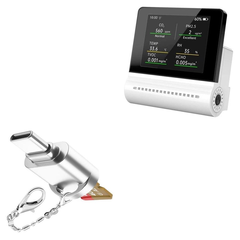 BoxWave Adapter Compatible with Noyafa JMS16 - Micro SD Card miniReader, USB Type-C OTG Reader USB3.0 Adapter Keychain - Metallic Silver