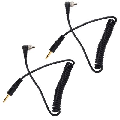 3.5mm Male Flash Sync Cable for Photography, 2Pcs Coiled Cord with Screw Lock, Suitable for Digital Cameras