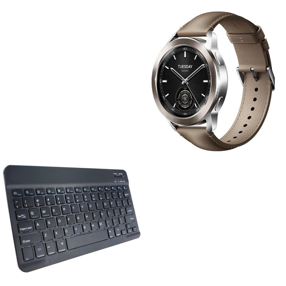 BoxWave Keyboard Compatible with Xiaomi Watch S3 - SlimKeys Bluetooth Keyboard, Portable Thin with Chiclet-Style Keys - Jet Black