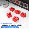 100 Pcs RJ45 Port Lock with 5 Keys, Locking RJ45 Port/Dust Blocker,Compatible with Computer,TV,Router,Other DevicesRed view 2