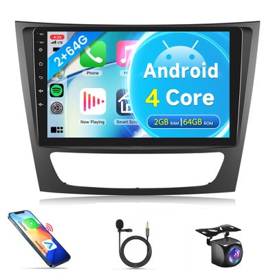 2G+64G Android 13 Car Stereo Radio Wireless Carplay for Mercedes Benz E Class W211 E200 CLS E320 E500 E350 W219 2002-2010, Rimoody Android Auto GPS WiFi Bluetooth 5.0 9 Inch Touchscreen Backup Camera