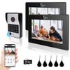 ANJIELO SMART Wired Video Door Phone Apartment Intercom System,2 Unit 7 Inch Touch Monitor with 1080P HD Camera Doorbell,Supporting Fingerprint,RFID Card,Password Unlocking for Home Villa,Tuya view 1