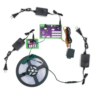 FIONEL Mysterious Studio Escape Room Knocking Belt Prop Vibration Sensor to Light up The RGB led Strip to Unlock Knock Version (1 konck with 5m RGB)
