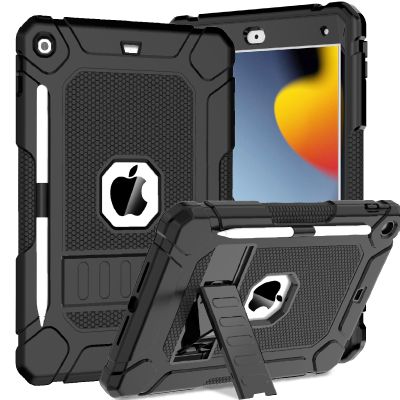 BMOUO Case for iPad 9th 8th 7th Generation (iPad 10.2 inch, 2021/2020/2019), Shockproof Protective iPad 10.2 Case with Built-in Stand/Pencil Holder, Black