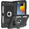 BMOUO Case for iPad 9th 8th 7th Generation (iPad 10.2 inch, 2021/2020/2019), Shockproof Protective iPad 10.2 Case with Built-in Stand/Pencil Holder, Black